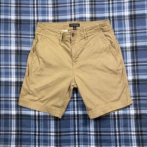 Lucky Brand Mens Flat Front Chino Shorts Khaki Tan Size 32 Stretch Cotton Casual